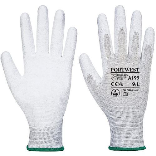 RUKAVICE ANTISTATIC PU PALM SIVE/BIJELE XL