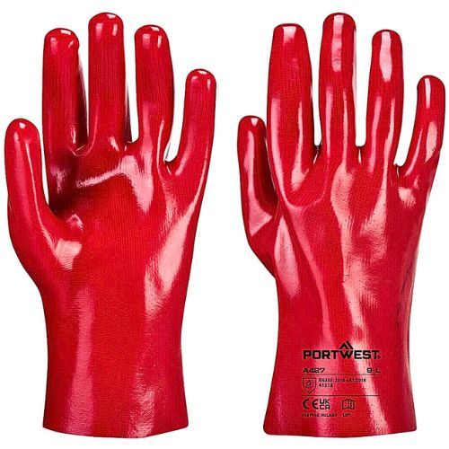 RUKAVICE PVC GAUNTLET 27CM CRVENE XL
