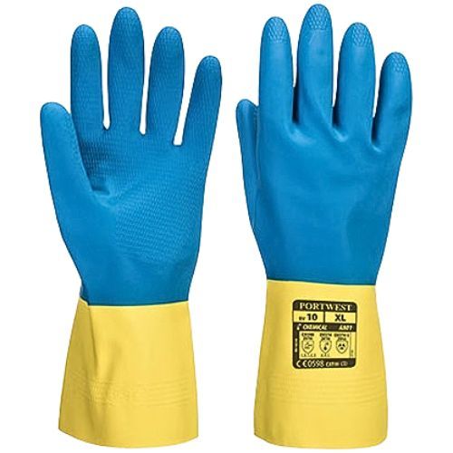 RUKAVICE A801 DOUBLE DIPPED LATEX ŽUTO PLAVA L