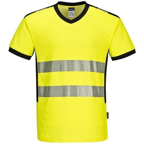 MAJICA T-SHIRT HI-VIS V-NECK PW310 ŽUTO CRNA L
