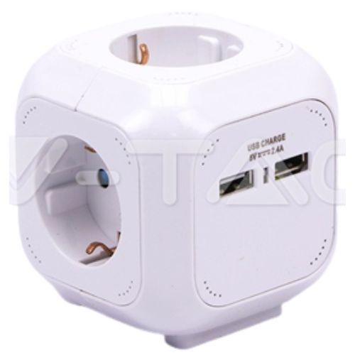 KABEL PRODUŽNI 4 UTIČNICE+2 USB 1,4M BIJELI