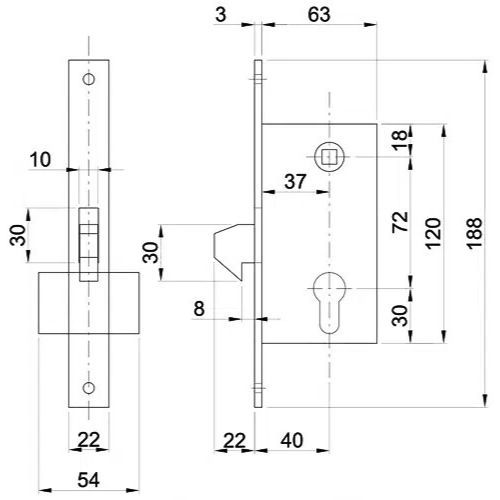 BRAVA ZA KLIZNA DVORIŠNA VRATA I 447 P