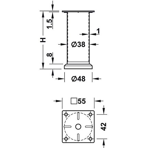 NOGICA ZA NAMJEŠTAJ OKRUGLA 70MM