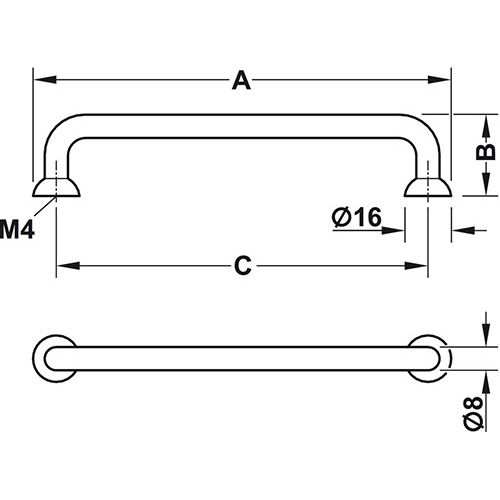 RUČKICA ZA NAMJEŠTAJ KROM 176X25MM