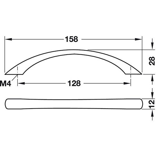 RUČKICA CRNA MAT 128MM