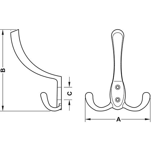 KUKICA GARDEROBNA KROM MAT 123X77MM