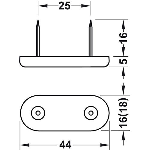 ODBOJNIK PVC S ČAVLIĆEM 44X18MM
