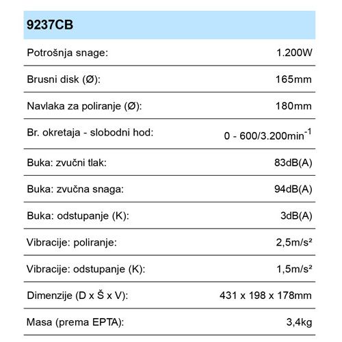 MAKITA 9237CB BRUSILICA POLIRKA (1200W,180MM)