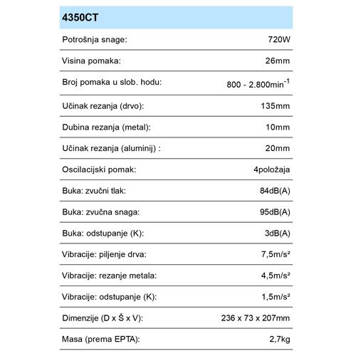 MAKITA 4350CT PILA UBODNA (720W,ELEK)