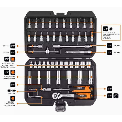 NEO SET KLJUČEVA NASADNIH 1/4 55DJ