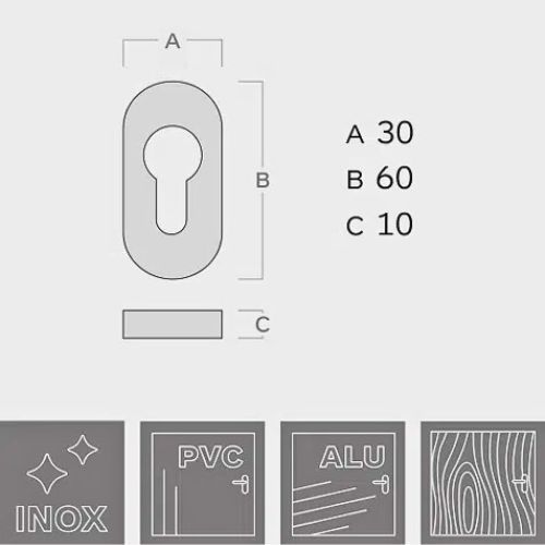 ROZETA JNF INOX OVALNA ZA CILINDAR