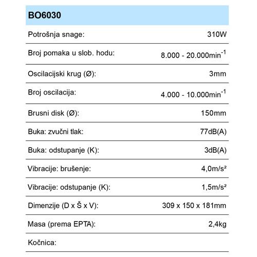 MAKITA BO6030 BRUSILICA VIBRACIONA(310W,150MM)*