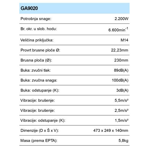 MAKITA GA9020 BRUSILICA KUTNA (2200W,230MM)*