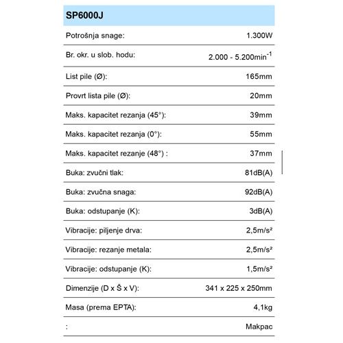 MAKITA SP6000J PILA KRUŽNA URANJAJUĆA*