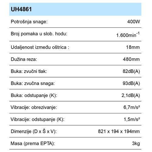 MAKITA UH4861 ŠKARE ZA ŽIVICU (400W,48CM)*