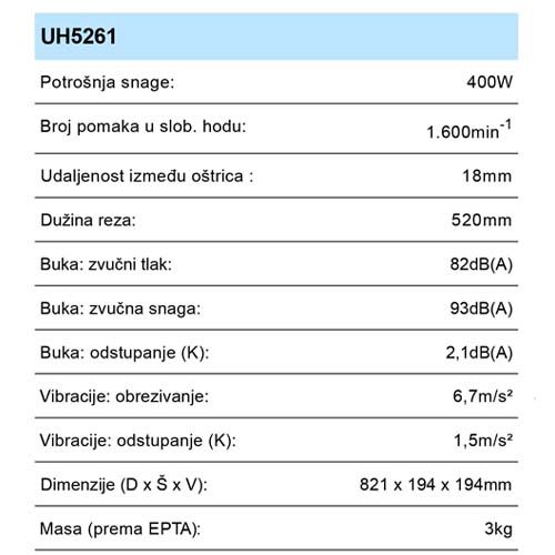 MAKITA UH5261 ŠKARE ZA ŽIVICU (400W,52CM)*