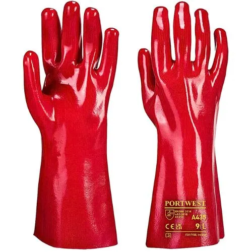RUKAVICE PVC GAUNTLET 35CM A435 CRVENE XL