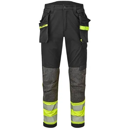 HLAČE HI VIS EV442 STRETCH DET. HOLSTER ŽUTO/CRNE 36