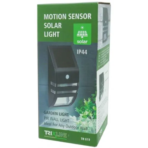 SVJETILJKA LED ZIDNA SOLARNA SA SENZOROM 50LM IP44 CRNA