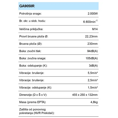 MAKITA GA9050R BRUSILICA KUTNA(2000W, 230MM)*