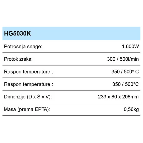 MAKITA HG5030K FEN (1600W, 350/500)*