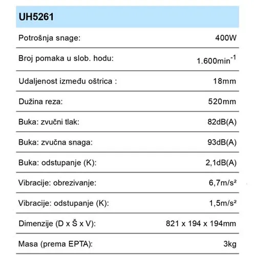 MAKITA UH5261 ŠKARE ZA ŽIVICU (400W,52CM)